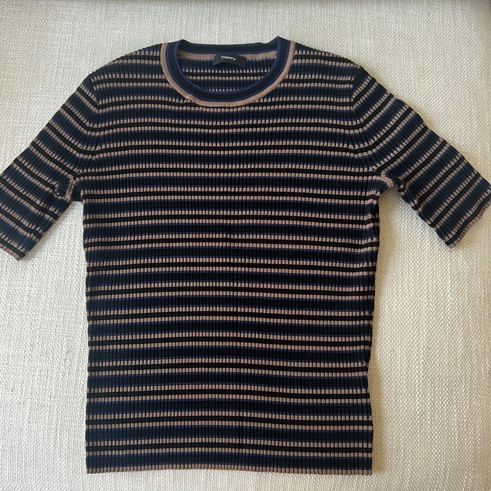 Theory stripe ribbed shirt